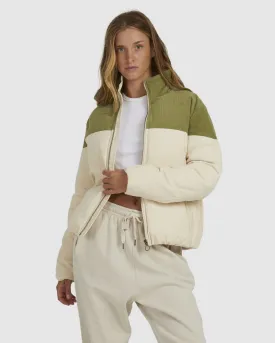 Billabong Lakeside Cord Puffer Jacket - White Sand
