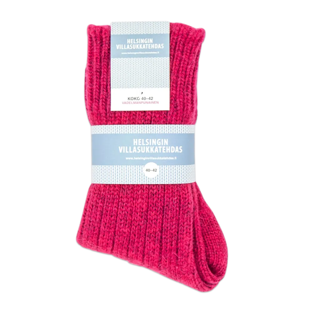 Helsinki Woolen Socks, Raspberry Red