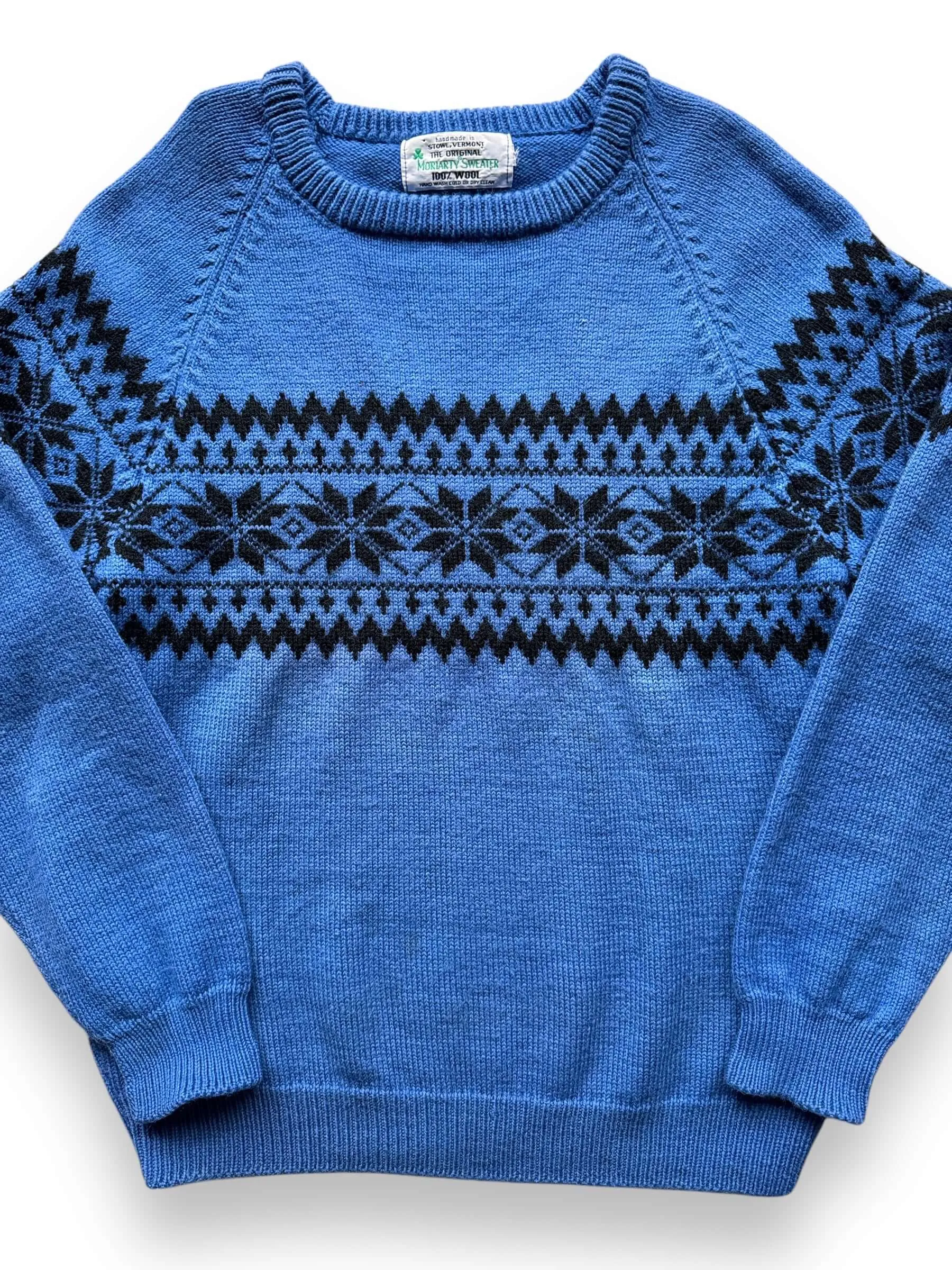 Vintage Moriarty Blue Festive Wool Knit Sweater SZ M