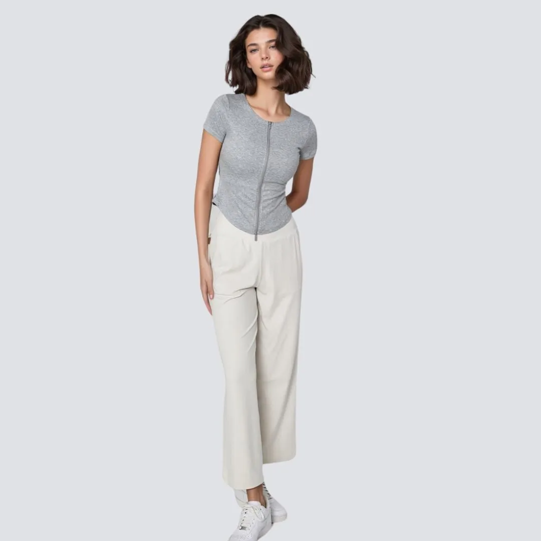 Wide Legged Yoga Pants - Ivory White